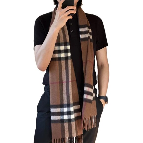 Burberry Contract Giant Check Cashmere Scarf Birch Brown 168 * 30 cm - Picture 6 of 6